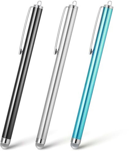 Yuanchu Tablet Stift für Alle Tablets,3 Stück Touchscreen Stift Hochpräzise Faserspitze Eingabestifte Universal Stylus Pen kompatibel mit alle Handys/Tablets (schwarz+Silber+hellblau)