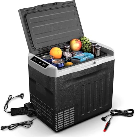 Klarstein PolarForce 40-Liter- Kühlbox – Elektrische Kompressor-Kühlbox mit LCD-Bedienfeld, -20°C bis 20°C, Dual Power (12V/230V), ECO-Modus, Ideal für Camping und Road-Trips, Gefrierbox