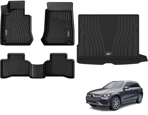 3W Fußmatten & Kofferraumwanne für Mercedes Benz GLC X253 2016-2022 | Non Coupe, TPE Thorex™ Allwetter, 3D Maßgeschneiderte Passform, Hundefreundlich Auto Zubehör, Wasserdicht & Kratzfest
