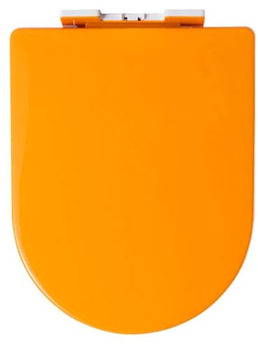 LXWKAI WC-Sitz mit Absenkautomatik, D-Form, farbige WC-Sitze mit verstellbarem Scharnier, Schnellverschluss, Toilettendeckel, Klodeckel für Badezimmer mit Fester Befestigung Oben, Orange (Orange)