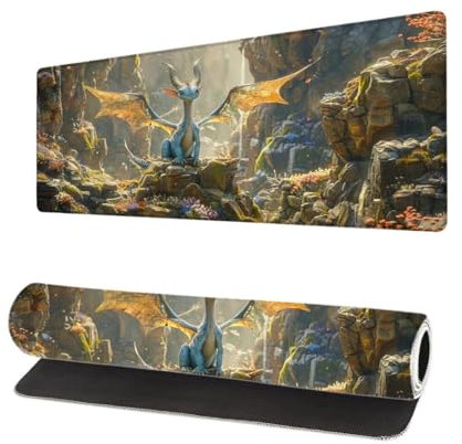 Large Mouse Mat Mountain XXL 27.6x11.8 inch, Gaming Mouse Pad Dragon Desk Accessories, Non Slip Waterproof Rubber Base Mouse Mats for Desk, Washable, Mousemat with Stitched Edges for Office O-5