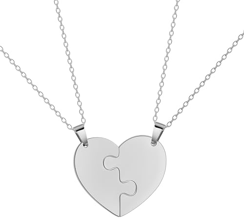EUEAVAN Broken Heart Halskette Bester Freund BFF Foever Anhänger Zwei halbe Herzen Halskette Herz Passende Paare Schmuck Valentinstag Geschenk