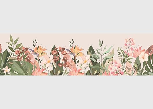 AG Design Bordure Autocollante Fleurs, AWB 8426 | Décoration Étanche pour Murs, Meubles, Papiers Peints, Revêtements Muraux et Portes, Film, Multicolore, Étanche | Largeur 500 cm x Hauteur 13.8 cm