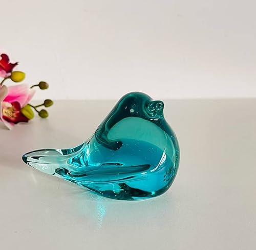 DECRZPB Farbige Glasur handgefertigt Glas grün Vogel Spatz Taube Figur mundgeblasenes Glas Briefbeschwerer Tischdekoration Heimdekoration