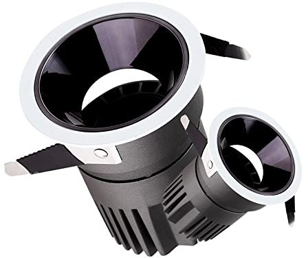 LED Recessed Spot Lights Baffle Trim Ceiling Tilt Twist LED Recessed Tin Can Lights White Ceiling Spot Downlight Embedded Hole Light for Kitchen Bedroom - Pack of 2