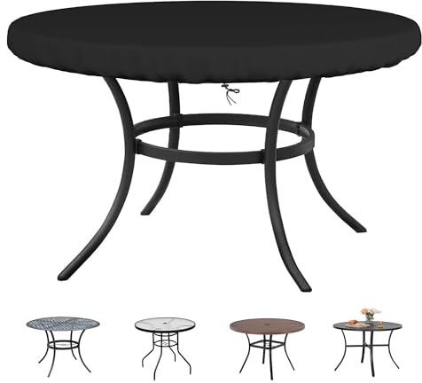 Flyace Rund Abdeckung Gartentisch 600D Abdeckplane Tisch Outdoor Abdeckung für Tischplatte Schutzhülle für Gartenmöbel Wasserdicht UV-Beständiges Oxford Gewebe Rund 130x10cm