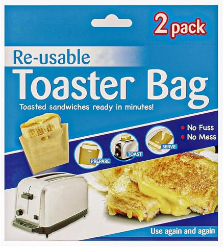 Zopper Toaster Bags Reusable 3 x 2pk – Toastie Bags Non-Stick – Ideal for Grilled Cheese & Sandwiches – Quick & Mess-Free - Use Again & Again