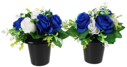 UKCOCO Künstliche Friedhofsblumen Grabgestecke Aus Seide Und Kunststoff Mit Vase Wetterfeste Grabdekoration Für Traditionelle Ehrung Leichte Friedhofsarrangements Im Eimer Mehrfarbig
