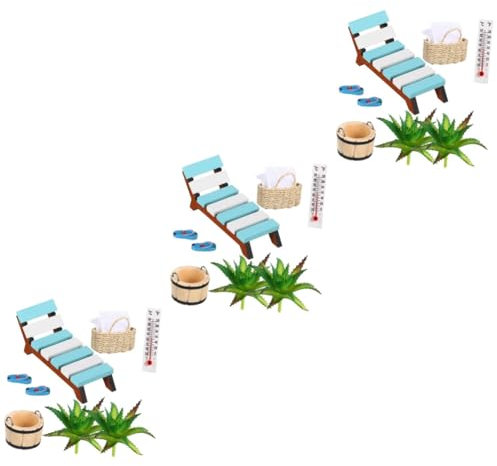 PACKOVE 3sätze Miniatur Strand Zubehör Für Teiliges Deko Mit Liegestühlen Slippern Und Körben Für Sommer-szenen Und Kreative Strand-mikrolandschaften