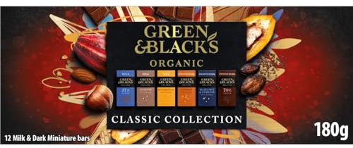 Green & Black's Organic Tasting Collection, Box of 12 Miniature Bars, 180 g