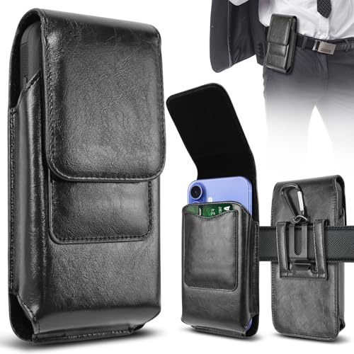 GINNGA Handy Gürteltasche Herren Leder Gürtel Tasche Handytasche Gürtel für iPhone 16 Pro Max 15 Pro Max 14 13 12 11 X & Samsung Galaxy S24 Ultra S23 S22 A15 A35–Handytasche Herren mit Gürtelclip