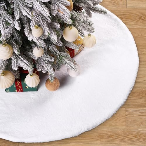 90CM Weihnachtsbaum Plüsch Röcke Weiß Große Weihnachtsdeko Innen Haus Party | Weihnachtsbaumdecke Rund Weihnachtsbaum Ornaments Für Weihnacht Deko