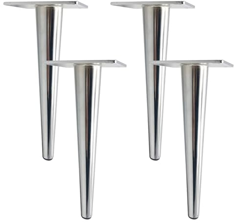 MJYDKBZ Möbelfüße Chrom 20cm, 4 Stück Möbelbeine Stütz Möbelfüsse Chrom Tischfüße Eisen | Galvanikfläche Sofasfüße Höhe: 10-30cm Schrankfüße Couchtischbeine Sofas Tischbeine 20cm/7.9