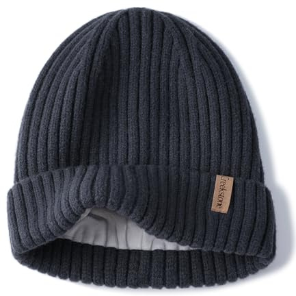 Creekstone Merinowolle Beanie Wintermütze für Damen Herren, Warme Fleece Gefütterte Strickmütze, Doppellagige Weiche Ski Wollemütze