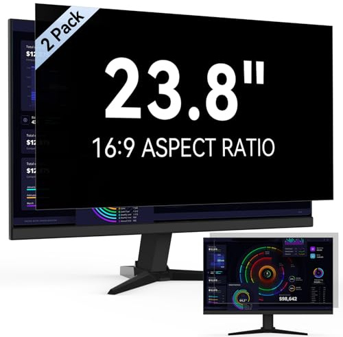 2 Stück Monitor Sichtschutzfilter 23.8 Zoll Seitenverhältnis 16:9 | Anti Blaulicht Blendschutz Abnehmbarer Coumputer Privacy Filter Blickschutzfolie Kompatibel mit Lenovo/HP/Dell/Acer/Samsung