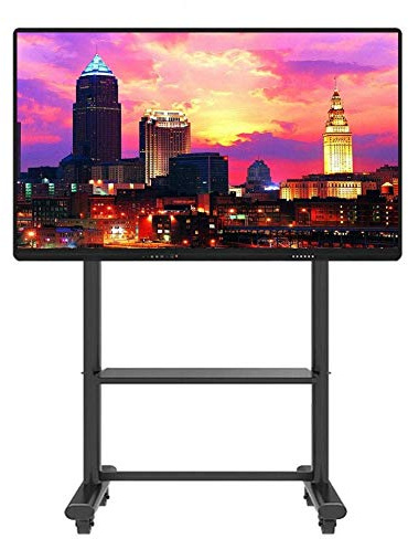 Support TV roulant pour écran LCD/LED de 55 à 95 pouces - Chariot universel avec roues verrouillables et étagère pour ordinateur portable - Capacité de 150 kg - Chariot TV mobile pour la maison et le