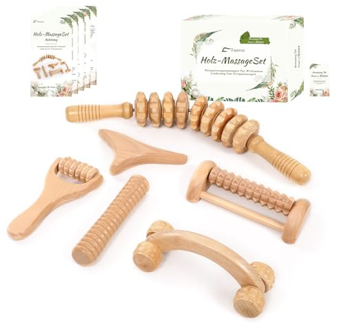 Maderotherapie Kit 6 pièces - Kit Maderotherapie Corps, Rouleau de Massage pour Relaxation Musculaire, Anti-Cellulite, Drainage Lymphatique avec Guide, Sac