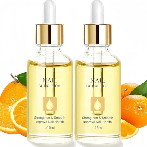 2Pcs Organic Vitamin E & B Nail Cuticle Oil – Infused with Jojoba to Moisturize & Strengthen Nails, Prevent Hangnails & Chapped Skin. Promotes Healthy Cuticles & Nail Growth. 15ML