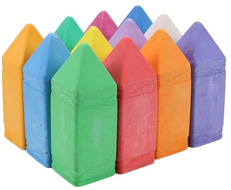FELIZROCA 12 Pieces Street Painting Chalks in 12 Colours, Non-Toxic Street Chalks for Kids, Jumbo Chalk for Family & School