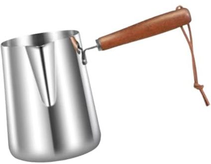 Pitycbo Cafetera Turca Olla Calentadora Recipiente para Leche Cazo para Té Jarra para Espumar de Acero Inoxidable con Diseño para Arte Latte para Baristas en, 350 Ml 6.5 Cm X 9 Cm