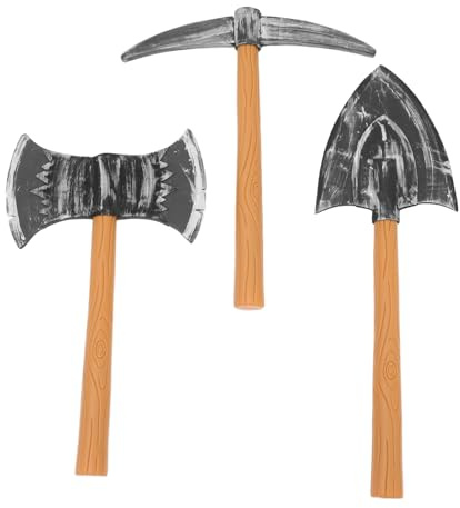 VANZACK Set da 3 Pezzi Cosplay Nanetti Piccone in Schiuma, Asce Medievali e Vanga Artificiale, Accessori di Scena Leggeri per Giochi di Ruolo Fantasy, Feste e Spettacoli Teatrali