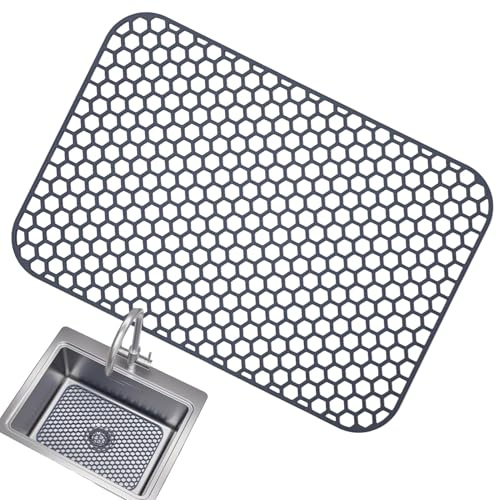 Sionhiuo Esterilla protectora de silicona para fregadero de cocina, rejilla de silicona, resistente al calor, base de secado para ollas, sartenes, cuencos, vajillas