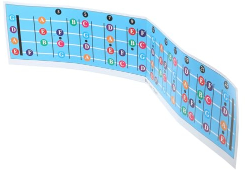 ANDRESLAD Bassgitarren akkordtabelle aus Beschichtetem Papier Faltbares Lernposter für Anfänger Übersichtliches Diagramm mit Noten und Griffen Robust und Einfach zu Handhaben für