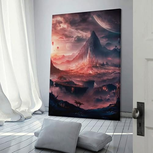 POLIUAWS Kosmische Horizont-Bilder für die Flurwanddekoration, fertig zum Aufhängen, auch für Badezimmer- und WC-Dekoration, 12 x 18 Zoll (30 x 45 cm)