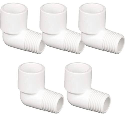 LziXan Confezione da 5 connettori for raccordi in PVC filettati Maschio G a Gomito da 90 Gradi for Ripiani e strutture in PVC Fai da Te(32 * 1in)