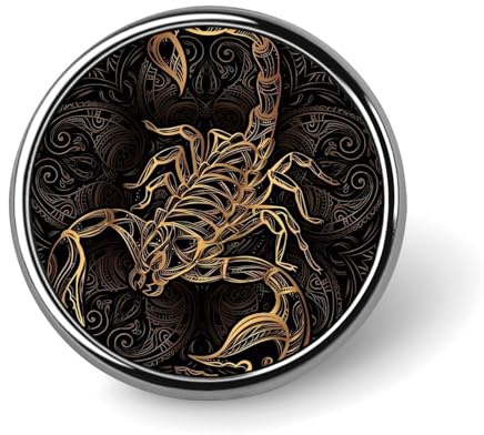 Goldene Skorpion-Anstecknadeln, Metall-Pin, personalisierte Anstecknadeln, Klassische runde Anstecknadeln aus Emaille für Jacken, Rucksäcke und Taschen