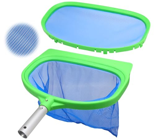 HZOUHONG Pool Kescher Skimmer Net, (Ohne Teleskopstange) Poolkescher Teichkescher Fein, Pool Casher Feinmaschig Sieb Stabil Reinigungsnetz, Köcher für Laubkescher Pool, Teich, Algen, Whirlpool