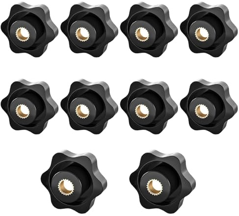 Hedayu 10 Pcs M6 Nuts, Wing Nuts, Black Handle Knobs Grip Plastic Wing Nuts, Thumb Screw for Tightening Replacement Furniture Machinery Tools Fitness Equipment