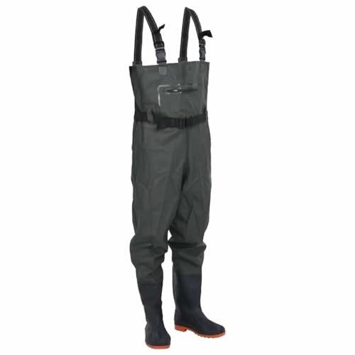 Frdhee Anglerhose Herren Wathose Damen,Wathose mit Stiefeln und Gürtel Dunkelgrün Größe 41 für Angeln und Baustellen