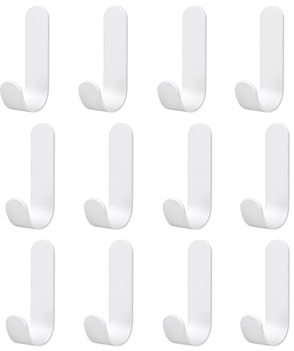 Rairsky 12 Stück Haken Selbstklebend Weiß, Klebehaken Edelstahl Kleine | Wasserdicht Küchenhaken Selbst-Klebende Wandhake Handtuchhaken Ohne Bohren, für Wand, Badezimmer, Küche, Tür (Weiße)