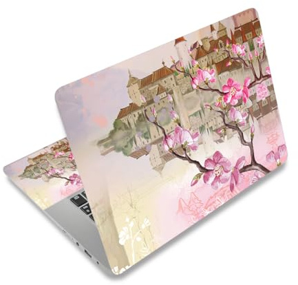 NXZGO Pink Plum 12.1 13 13.3 14 15.4 15.6 in Laptop Sticker Skin Decal, Cute Netbook Skins Decals for Notebook PC, Universal Vinyl Laptop Cover Decor Sticker, Waterproof Art Protector