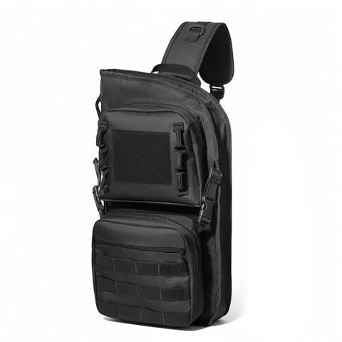 DONGKER Köcher für Pfeile, Erweiterbarem Sling Rucksack für Recurvebogen | Erweiterbares Bodenfach, Molle-Befestigungspunkte, Verstellbarer Schultergurt, Robustes Oxford-Gewebe, Große Kapazität