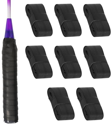 IENHDK 8 Stück Griffband Badmintonschläger,Griffband Tennisschläger | Sportgriffbänder,Rutschfeste Griffbänder Mit Schweißabsorption,Für Tennisschläger,Badminton,Squash Schläger,1.1m*2.5cm*0.7mm