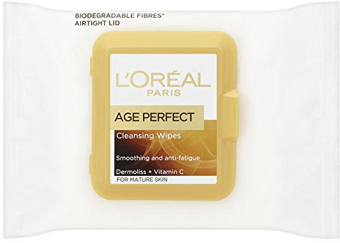 L'Oréal Paris Age Perfect Cleansing Wipes, Pack of 6 (25x Wipes Per Pack), Cleansing Wipes designed for Mature Skin, Formulated with Pro-Calcium & Sweet Almond Oil, Cleanse & Revive Skin, 6x 25 Wipes