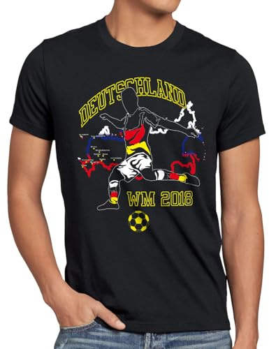 style3 WM 2026 Deutschland Herren T-Shirt Fußball Weltmeisterschaft Trikot Germany, Größe:M, Farbe:Schwarz
