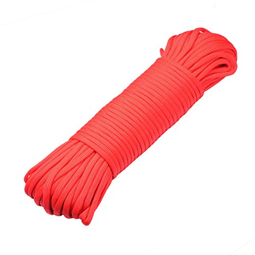 DonDon Cuerda de 30 Metros de Nylon Cuerda de Paracord Cuerda de Supervivencia para Actividades al Aire Libre, para Camping y para Manualidades 4 mm – 7 filamentos Rojo