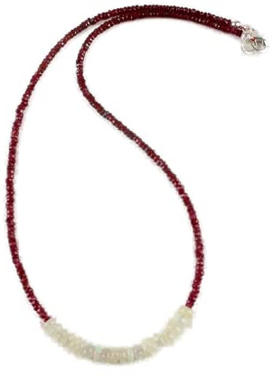 Rubin kette mit Welo Opal,edelsteinkette,facettiert,Collier,Halskette,Rot,Damen