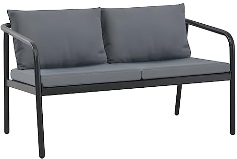 vidaXL 2-Sitzer-Gartenbank mit Auflagen Grau Aluminium