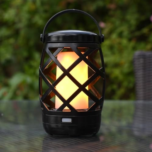 Auraglow Battery Operated Flickering Flame Outdoor Garden Hanging Gazebo Light LED Camping Lantern Table Lamp (Black)