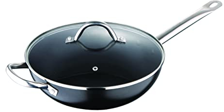 San Ignacio Q3226 Professional Wok 28 x 8.0 cm Aluminio Prensado Inducción C/T Profesional Chef
