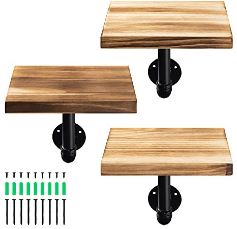 Navaris Wandregal Regal aus Holz und Metall - 3er Set Schweberegal Hängeregal - Ablage für Bilderrahmen Deko Bücher Blumentopf - einfache Montage