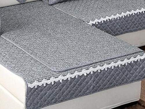 KKDIY Europe Solid Color Sofabezug Armlehne Handtuchkissen Baumwoll Leinen Spleißen L-Form rutschfeste Four Seasons Schonbezug-A, 90x210cm 1St