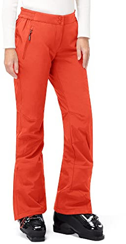 33,000ft Damen Skihose Outdoorhose Wasserdicht Winddichte Softshellhose Warme Gefütterte Trekkinghose Atmungsaktive Schnelltrocknende Thermohose Wanderhose Winter, Orange Rot 34W*31L