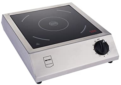 METRO Professional Placa de Inducción Portátil, Carcasa de acero inoxidable, Tapa de vitrocerámica negra, max. 240 °C, 220-240 V, 3500 W con 11 niveles de potencia (10 x 42 x 33 cm)