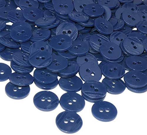 AERZETIX - C56407 - Satz von 100 Knöpfe runden Ø15x2.2 mm mit 2 löcher - farbe dunkelblau - aus kunststoff - durchmesser der öffnung 2 mm - kurzwaren nähen kleidung handwerk mode stickerei