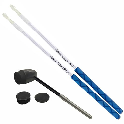Adoro Silent e Sticks & Bass Drum Beater for Electronic Drum Set & Drum Pad - The Soft Tip and Head Activate the Electric Drum while Reducing the Loud Contact Noise - fits any Pedal or Cajon Pedal
